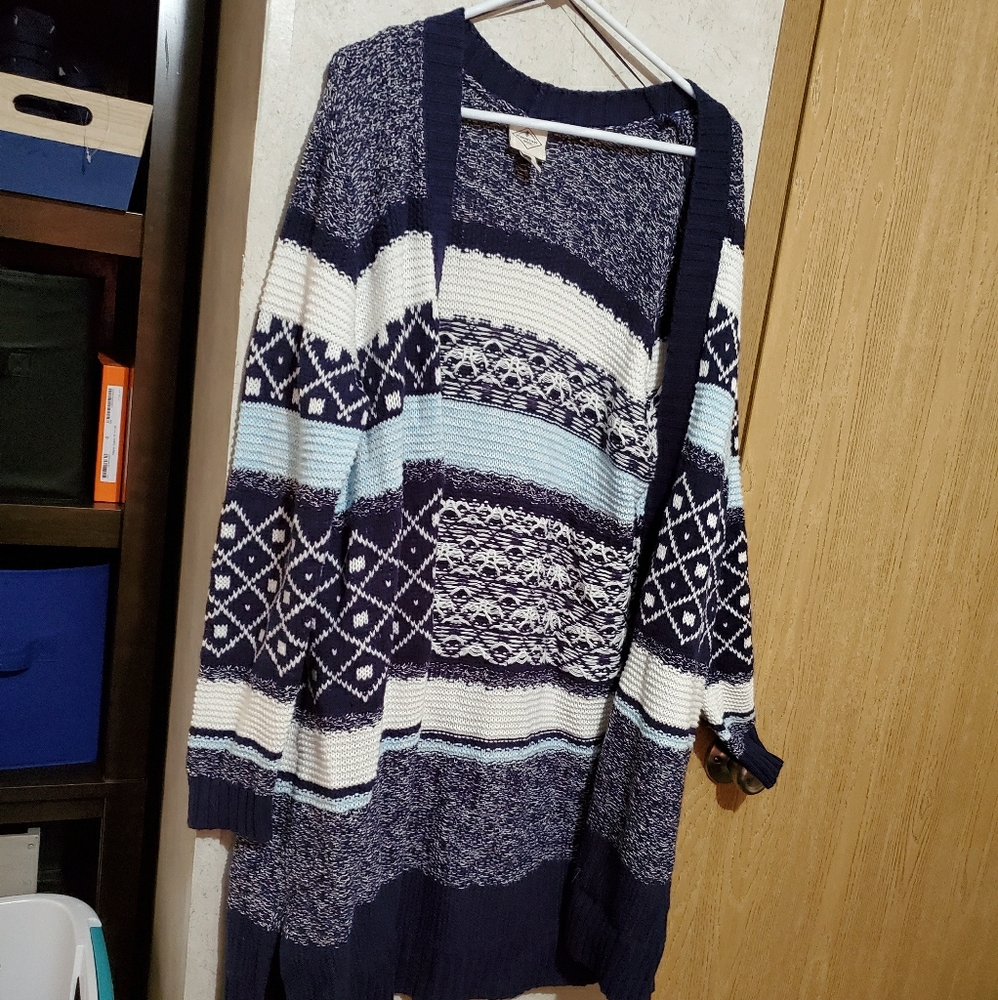 Long blue striped sweater